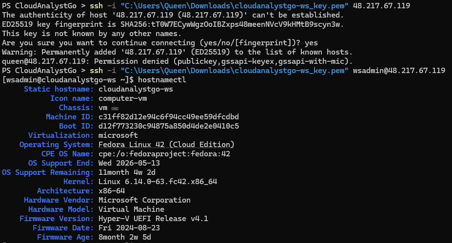 Displaying the VM's system information.