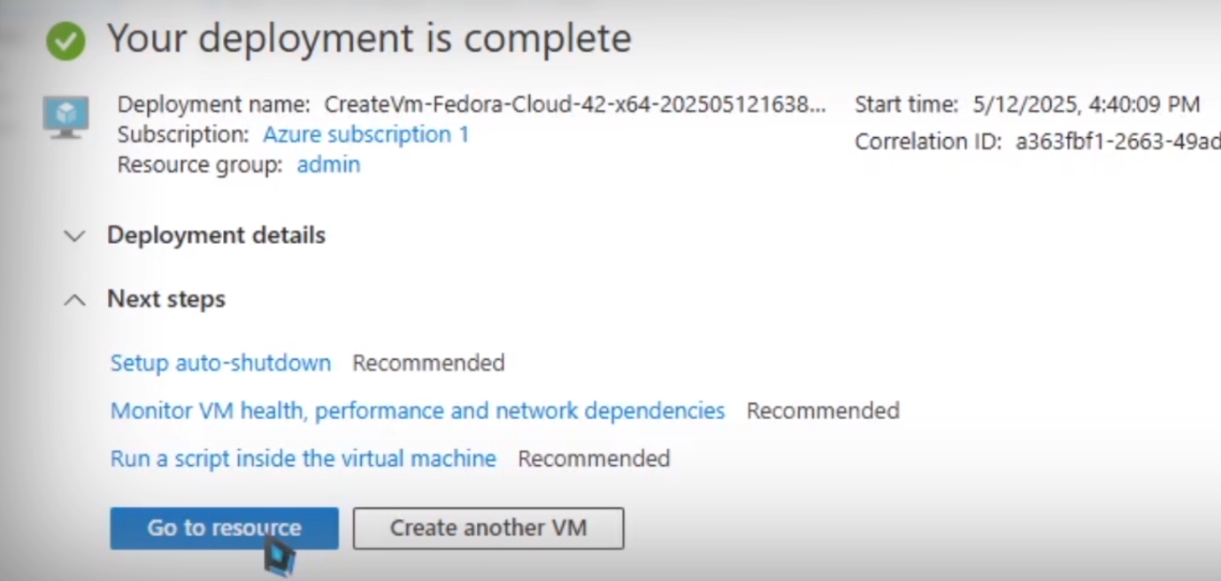 Deploying a VM.