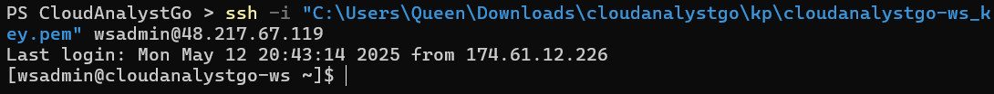Connecting to the VM via SSH.