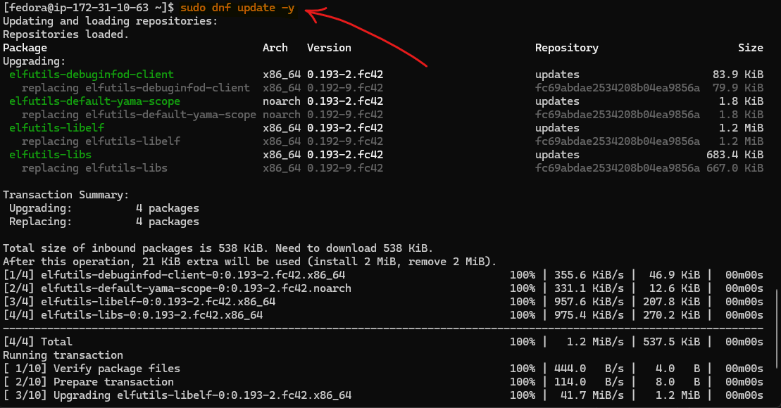 Updating Linux.